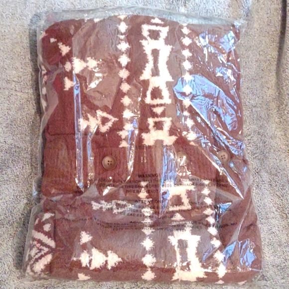 IN LOOM 🧡Coffee Geometric Soft Longline Button Up Cardigan⭐look western - Picture 12 of 13